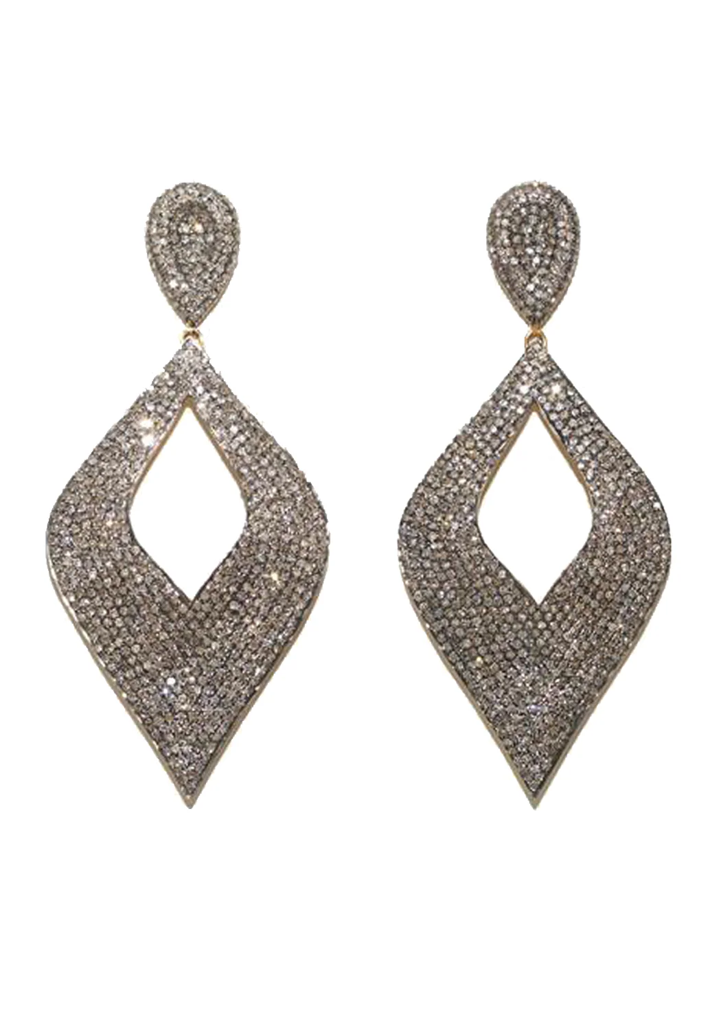 MO & ME Large Pave Diamond Cut-out Dangle Earrings - Image 3