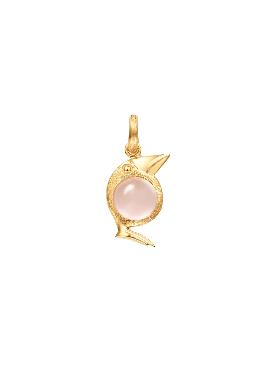 Ole Lynggaard Bird Family 18KYG Rose Quartz Bird Charm