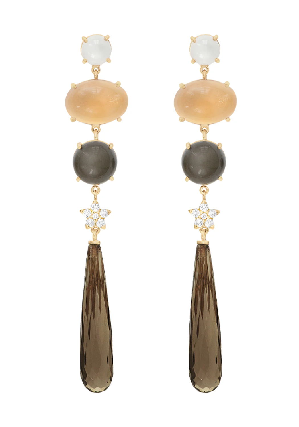 Ole Lynggaard Lotus 18KYG Moonstone & Smoky Quartz Earrings - Image 2