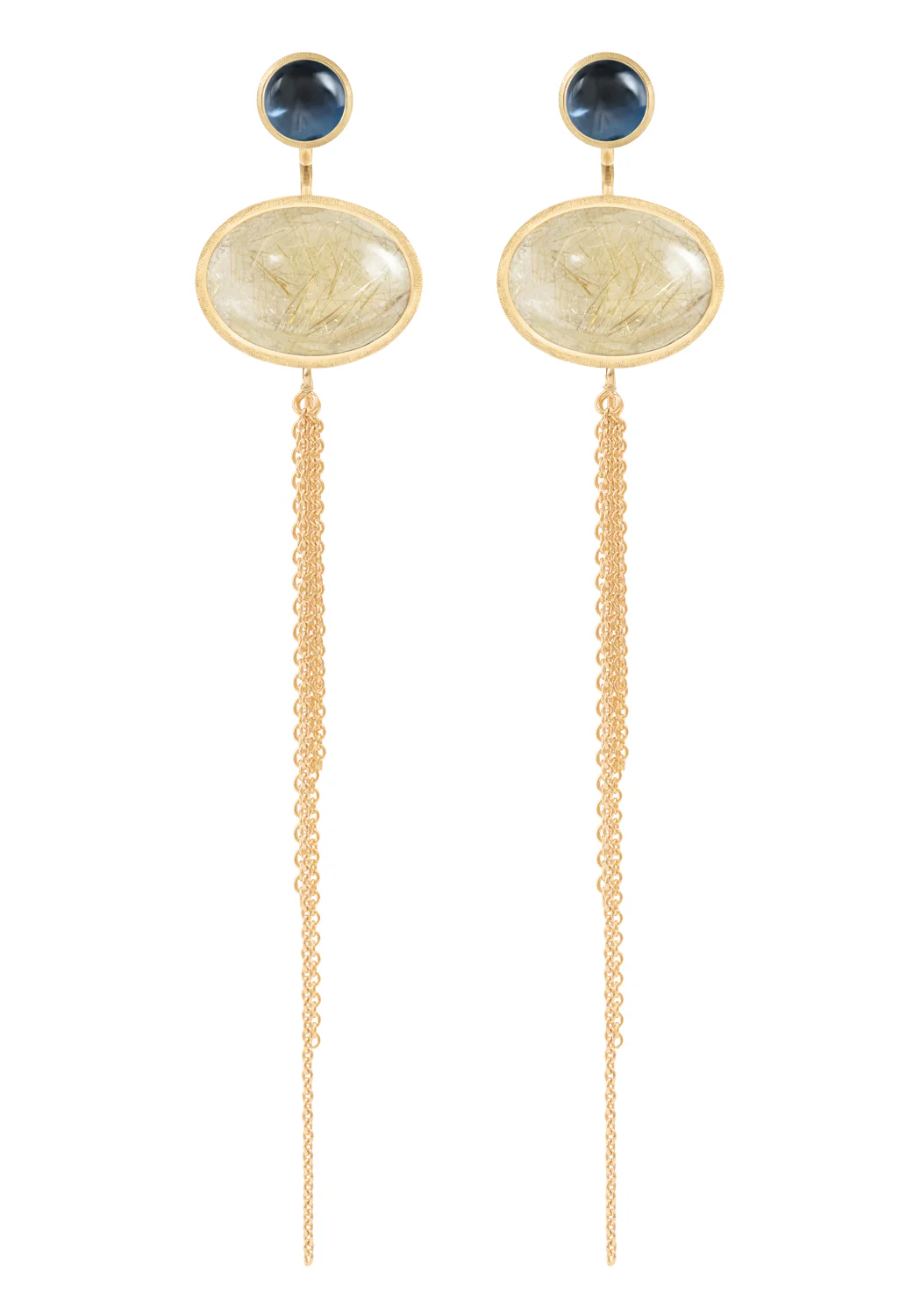 Ole Lynggaard Lotus 18KYG Rutilated Quartz Earring Pendants - Image 2