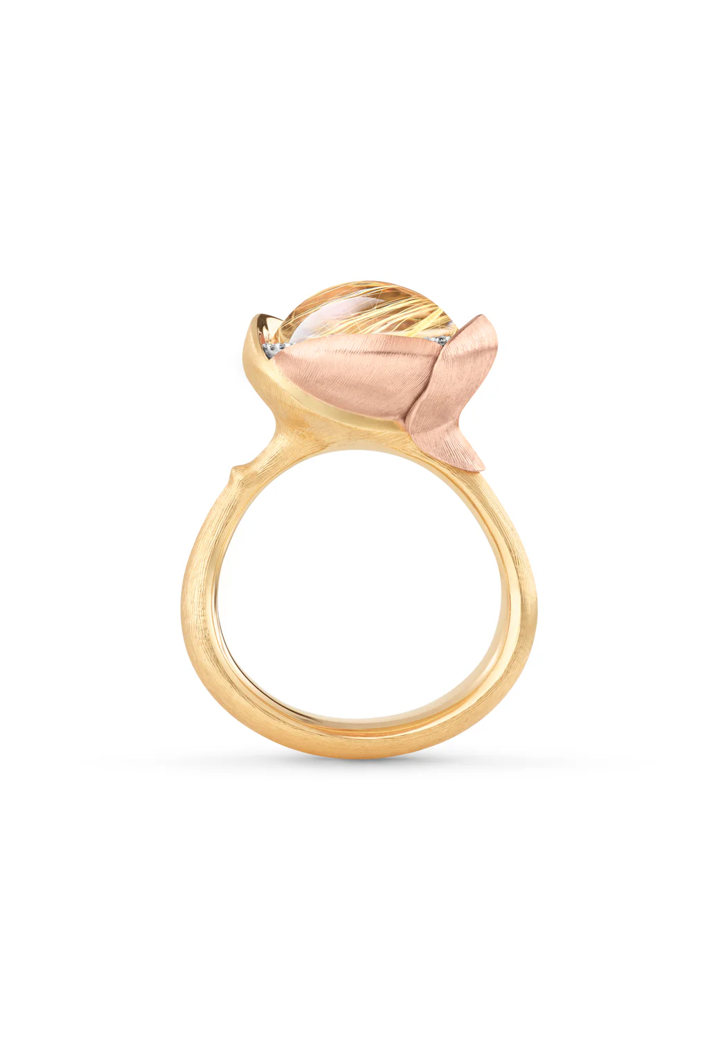 Ole Lynggaard Lotus 3 Diamond & Rutile Quartz Ring - Image 3