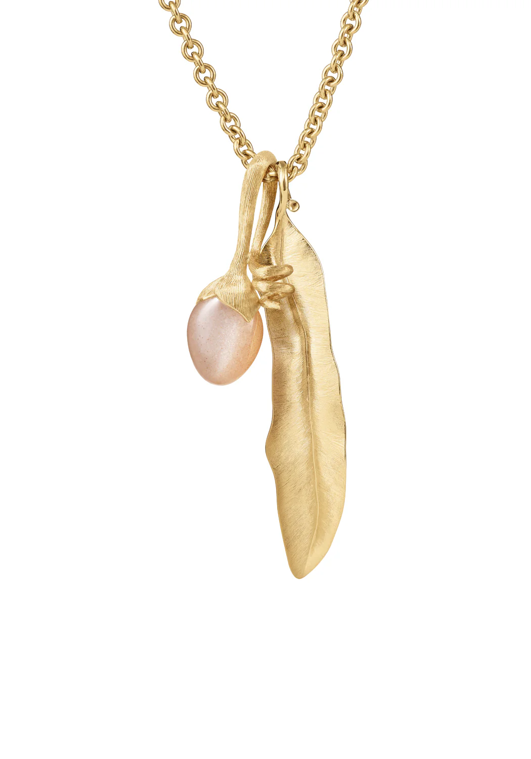Ole Lynggaard Lotus Sprout 18KYG Blush Moonstone Pendant - Image 2