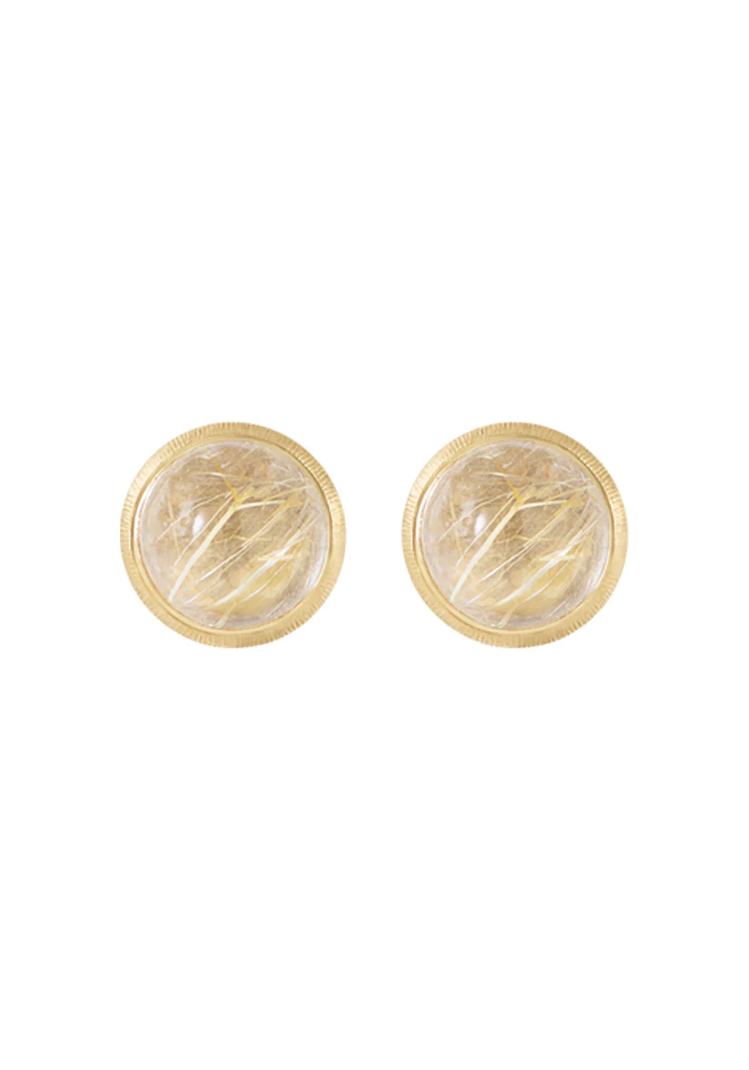 Ole Lynggaard Lotus 18KYG Rutilated Quartz Stud Earrings - Image 3