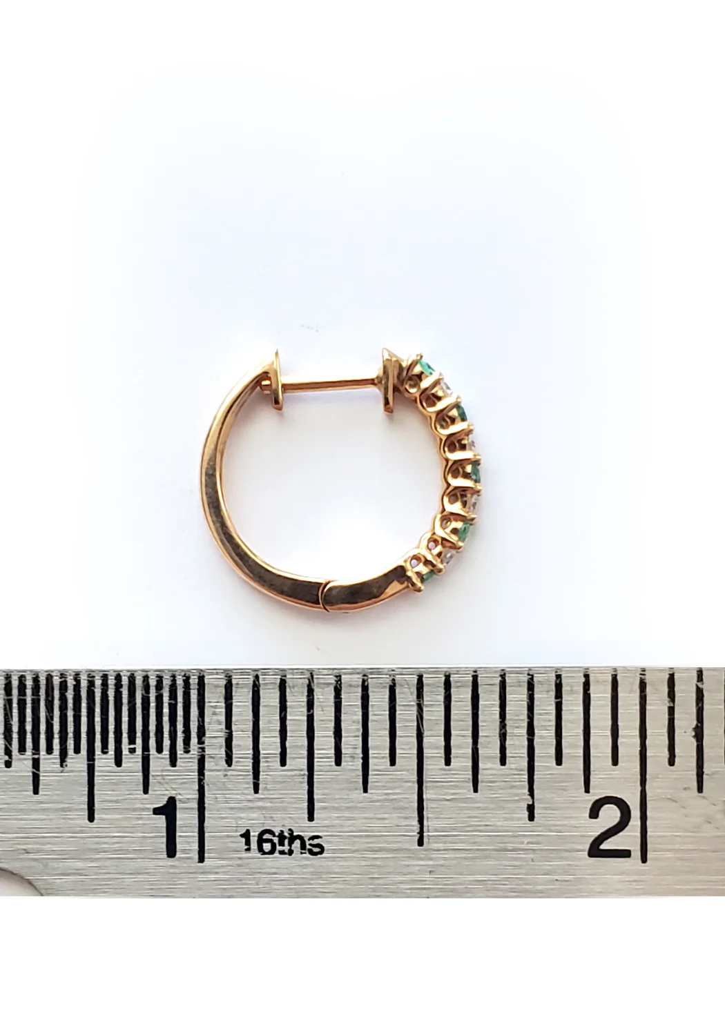 Oster Collection 14KRG Mini Diamond & Emerald Hoop Earrings - Image 4
