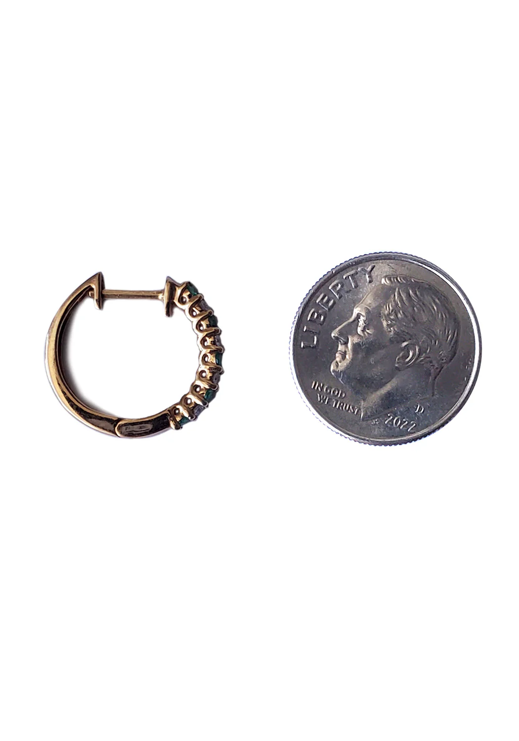 Oster Collection 14KRG Mini Diamond & Emerald Hoop Earrings - Image 5