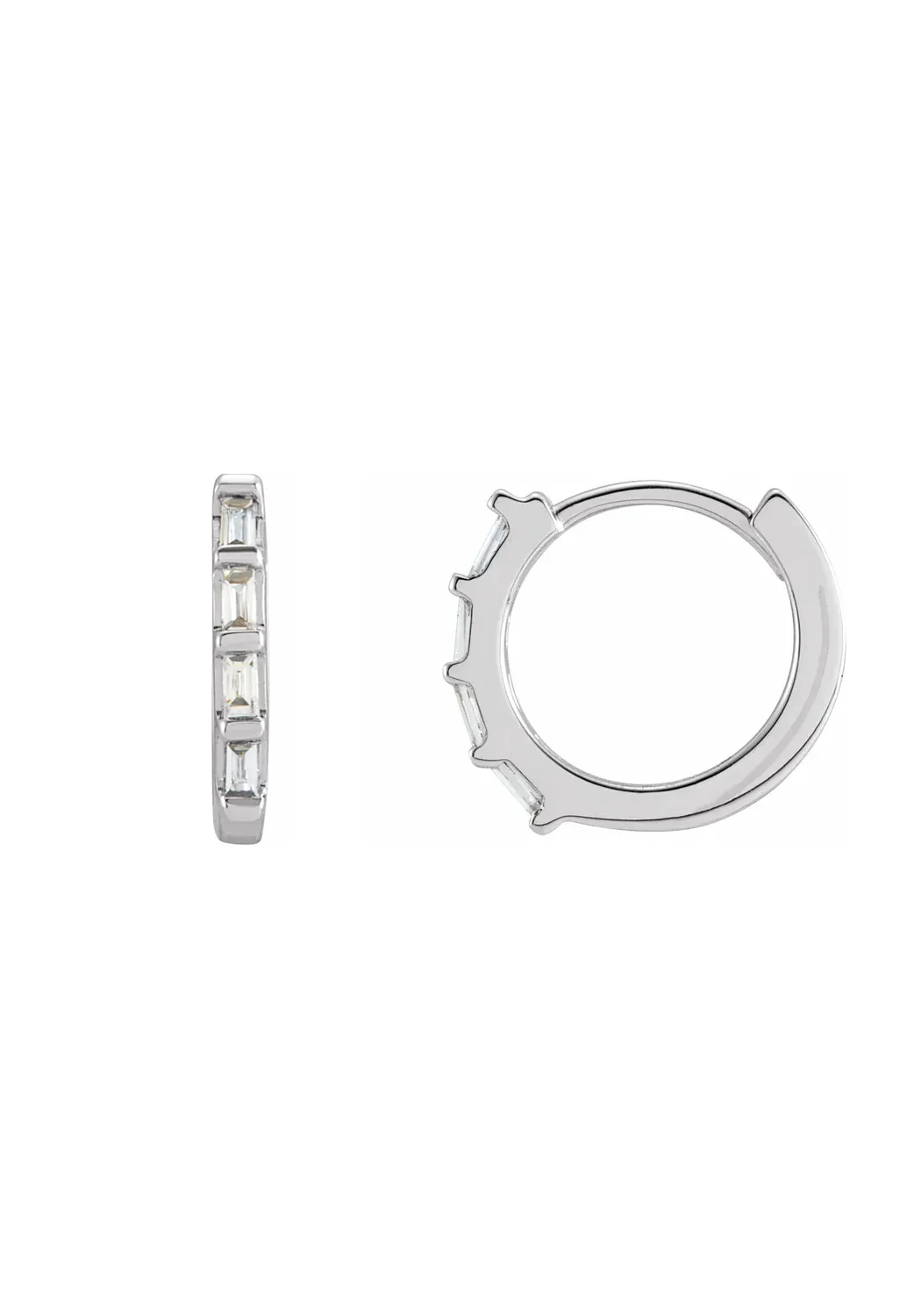 Oster Collection 14KWG Baguette Diamond Huggie Earrings - Image 2