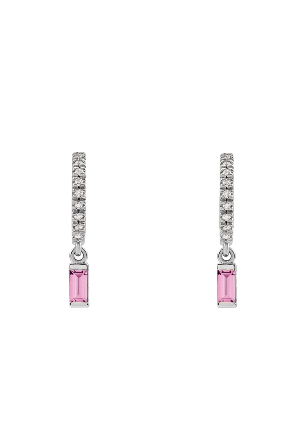 Oster Collection 14KWG Diamond & Pink Sapphire Hoop Dangle Earrings