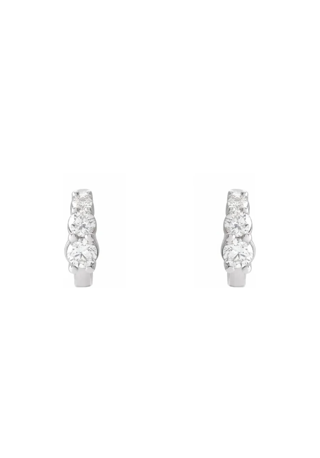 Oster Collection 14KWG Graduated Triple Diamond Huggie Earrings
