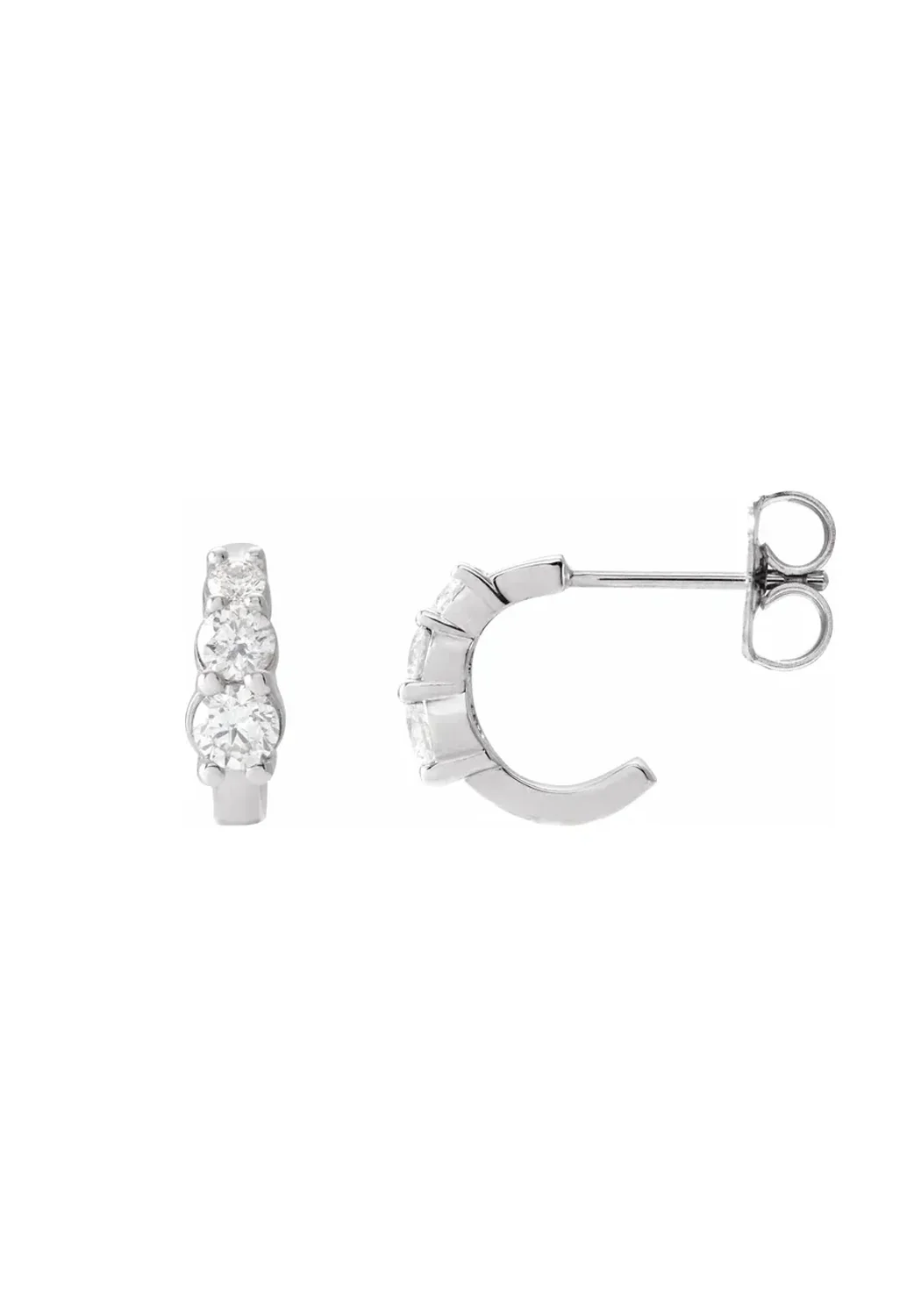Oster Collection 14KWG Graduated Triple Diamond Huggie Earrings - Image 2