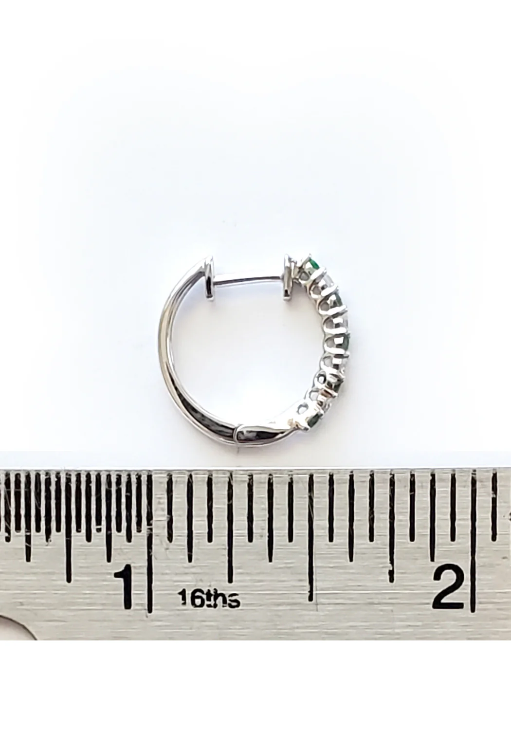 Oster Collection 14KWG Mini Diamond & Emerald Hoop Earrings - Image 3