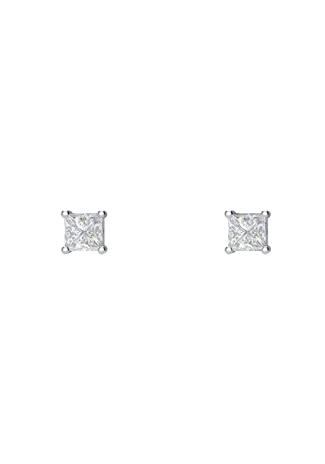 Oster Collection 14KWG Princess Cut Diamond Stud Earrings