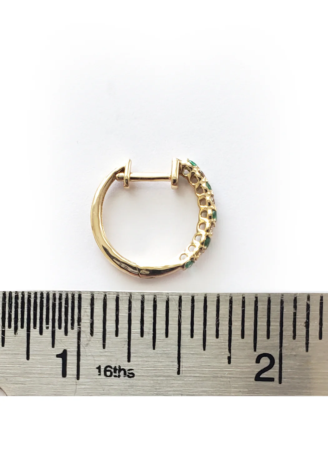 Oster Collection 14KYG Mini Diamond & Emerald Hoop Earrings - Image 4