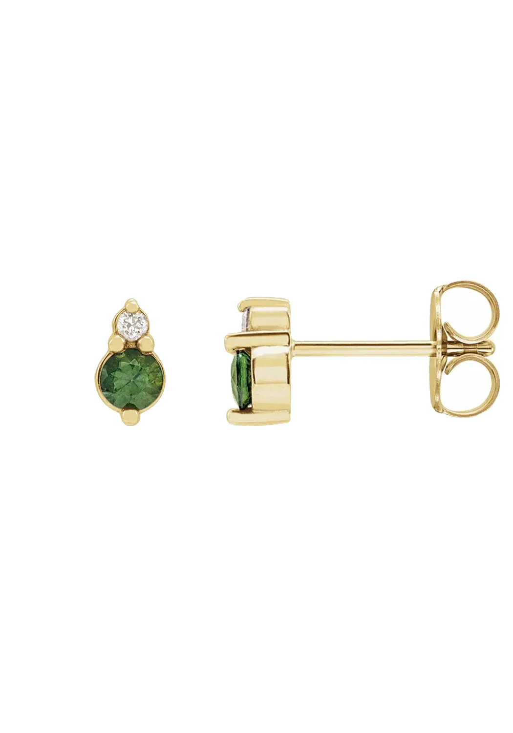 Oster Collection 14KYG Diamond & Green Sapphire Stud Earrings - Image 2