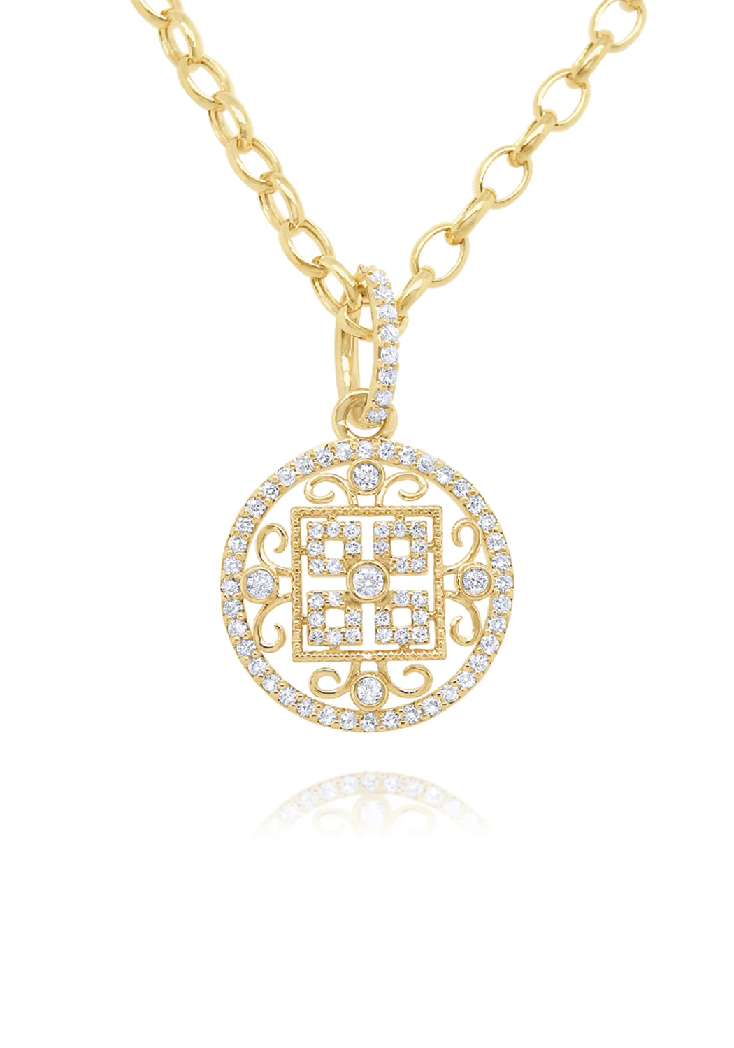 Oster Collection 14KYG Diamond Mandala Medallion Necklace | 18" - Image 2