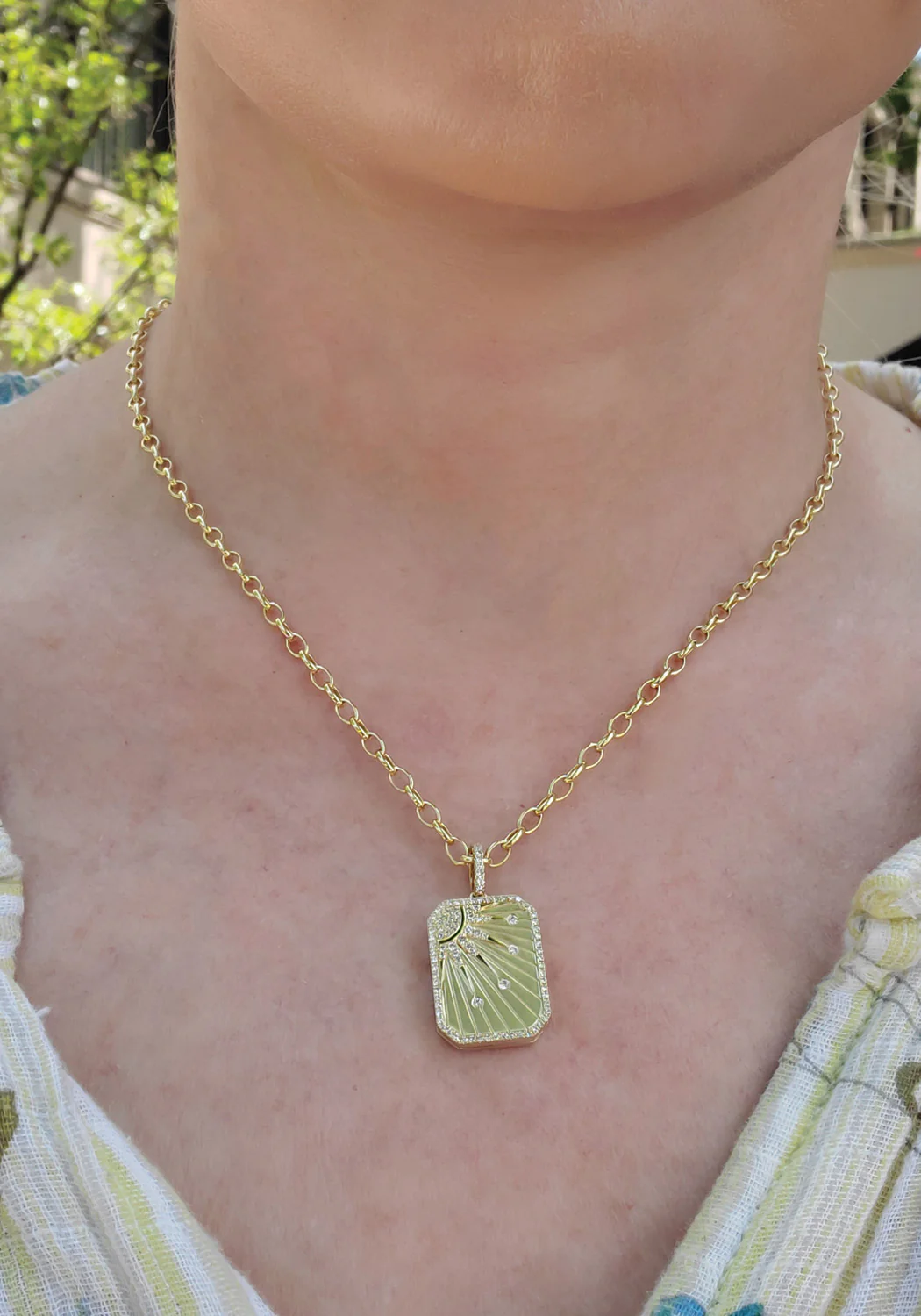 Oster Collection 14KYG Diamond Sun Tarot Locket Pendant Necklace | 18" - Image 2
