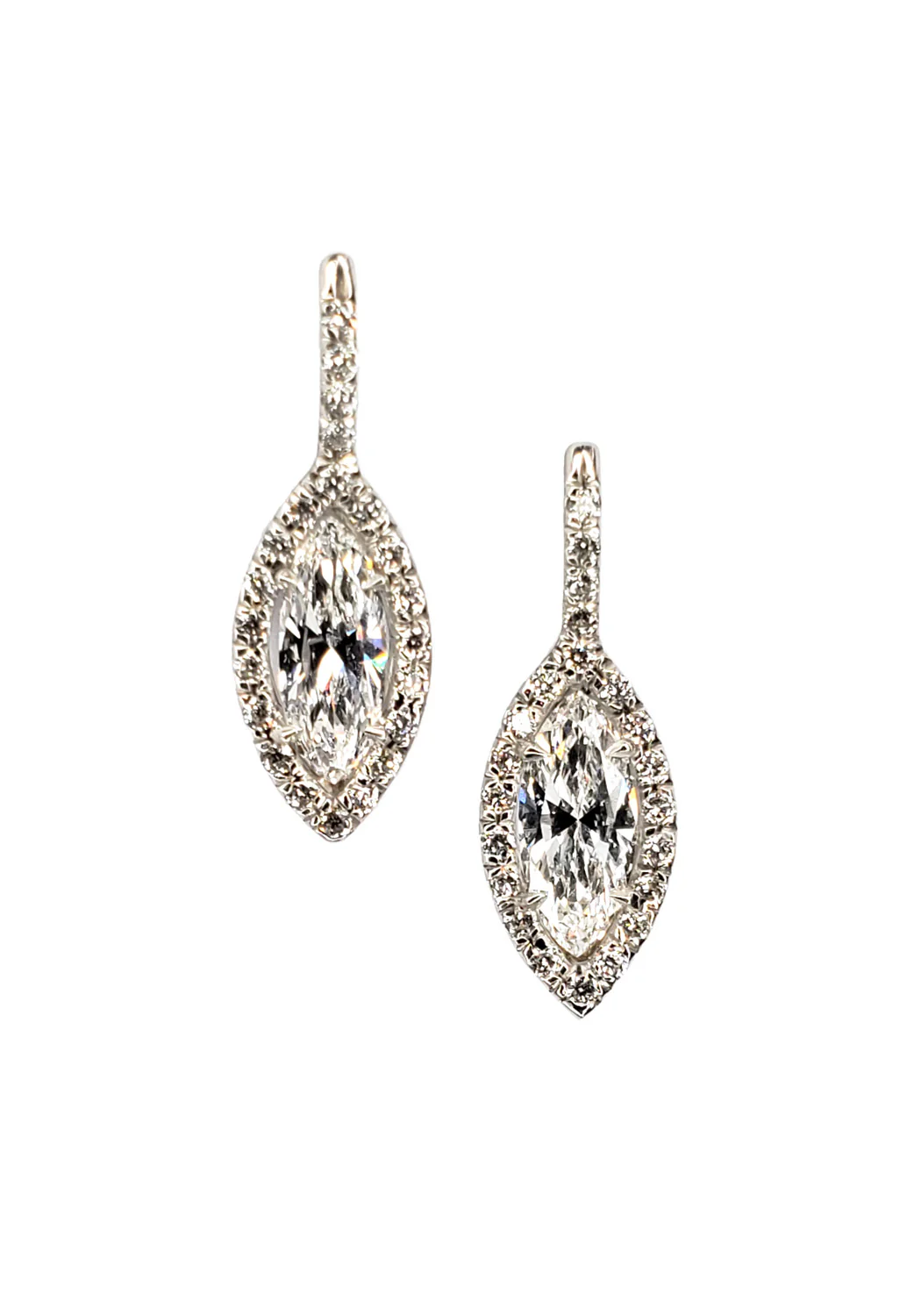 Oster Collection 18K White Gold Marquise Diamond Drop Earrings