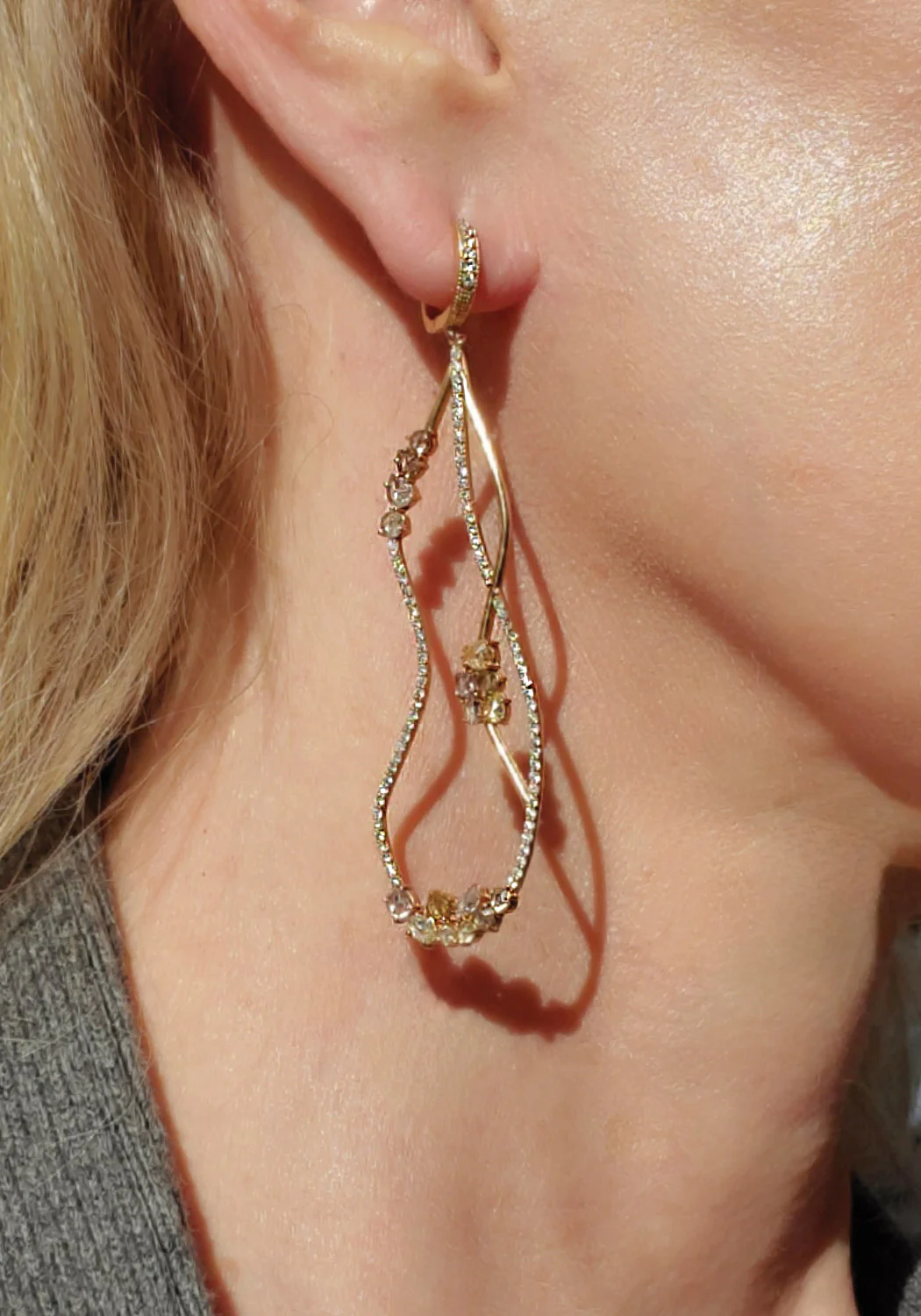 Oster Collection 18KRG Open Cluster Fancy Diamond Earrings