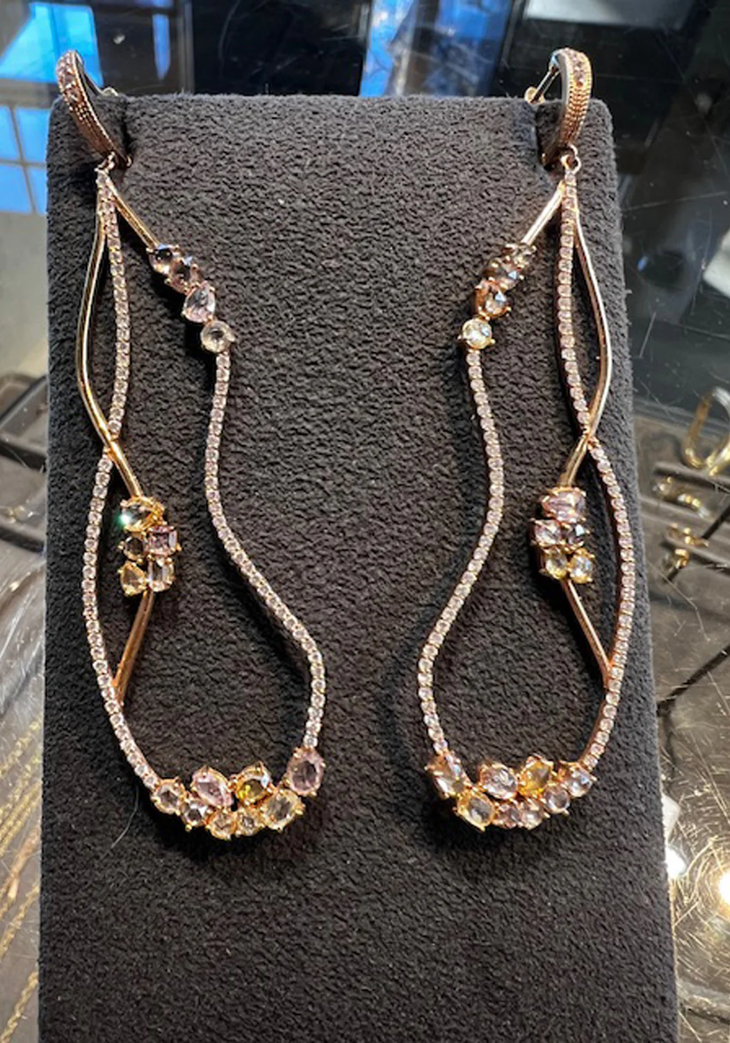 Oster Collection 18KRG Open Cluster Fancy Diamond Earrings - Image 2