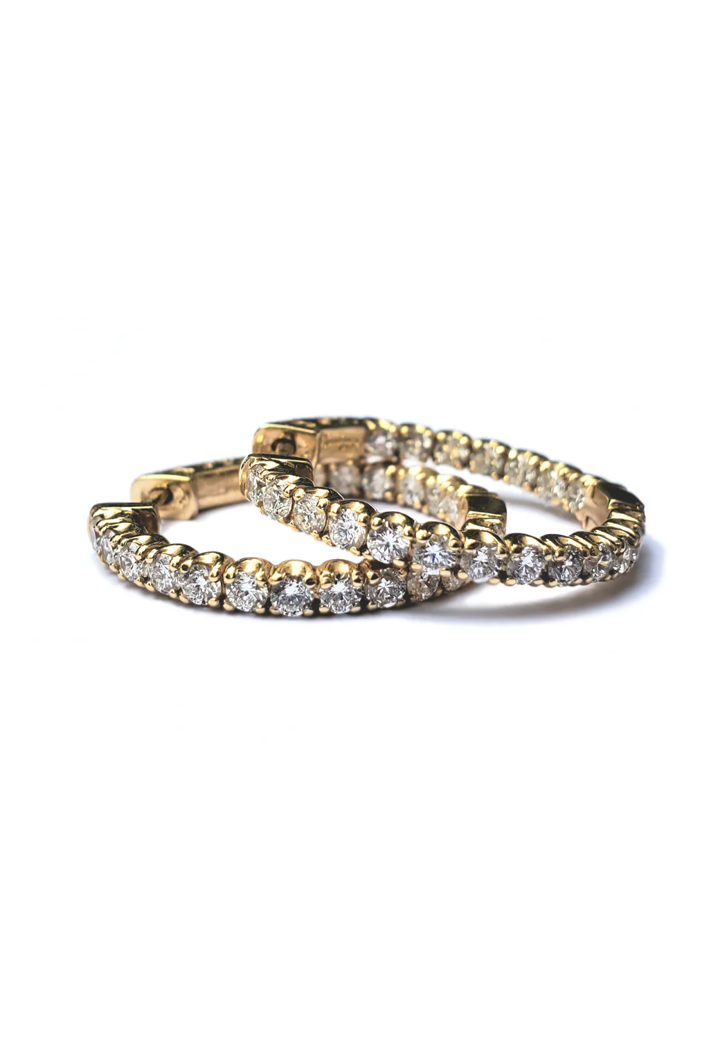 Oster Collection 14KYG Inside & Outside Diamond Hoop Earrings