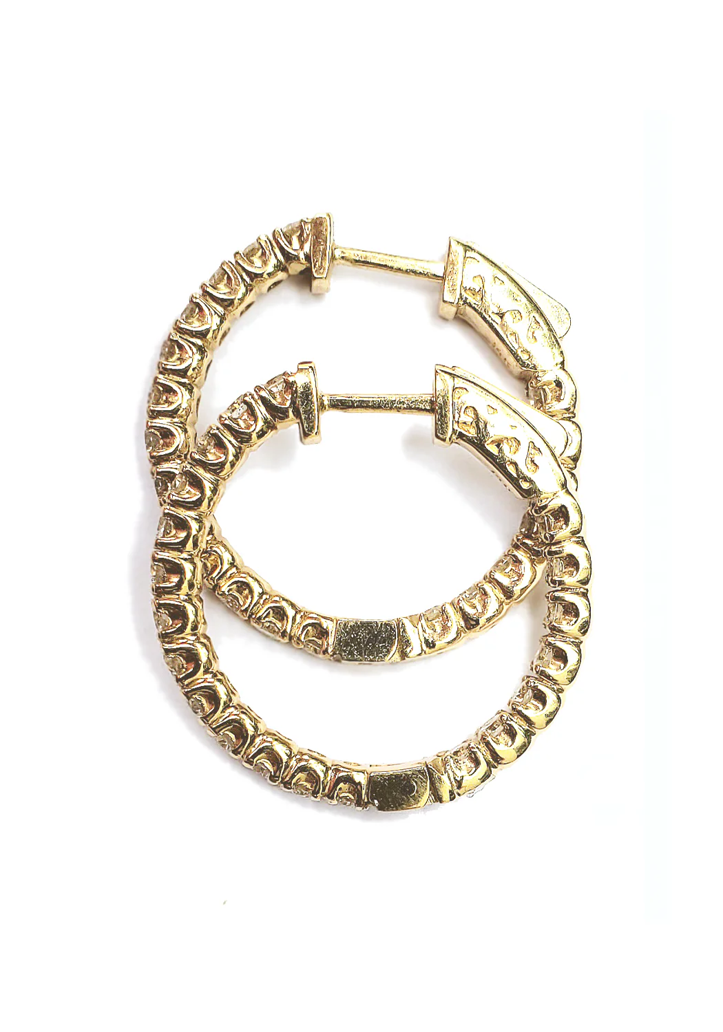 Oster Collection 14KYG Inside & Outside Diamond Hoop Earrings - Image 3