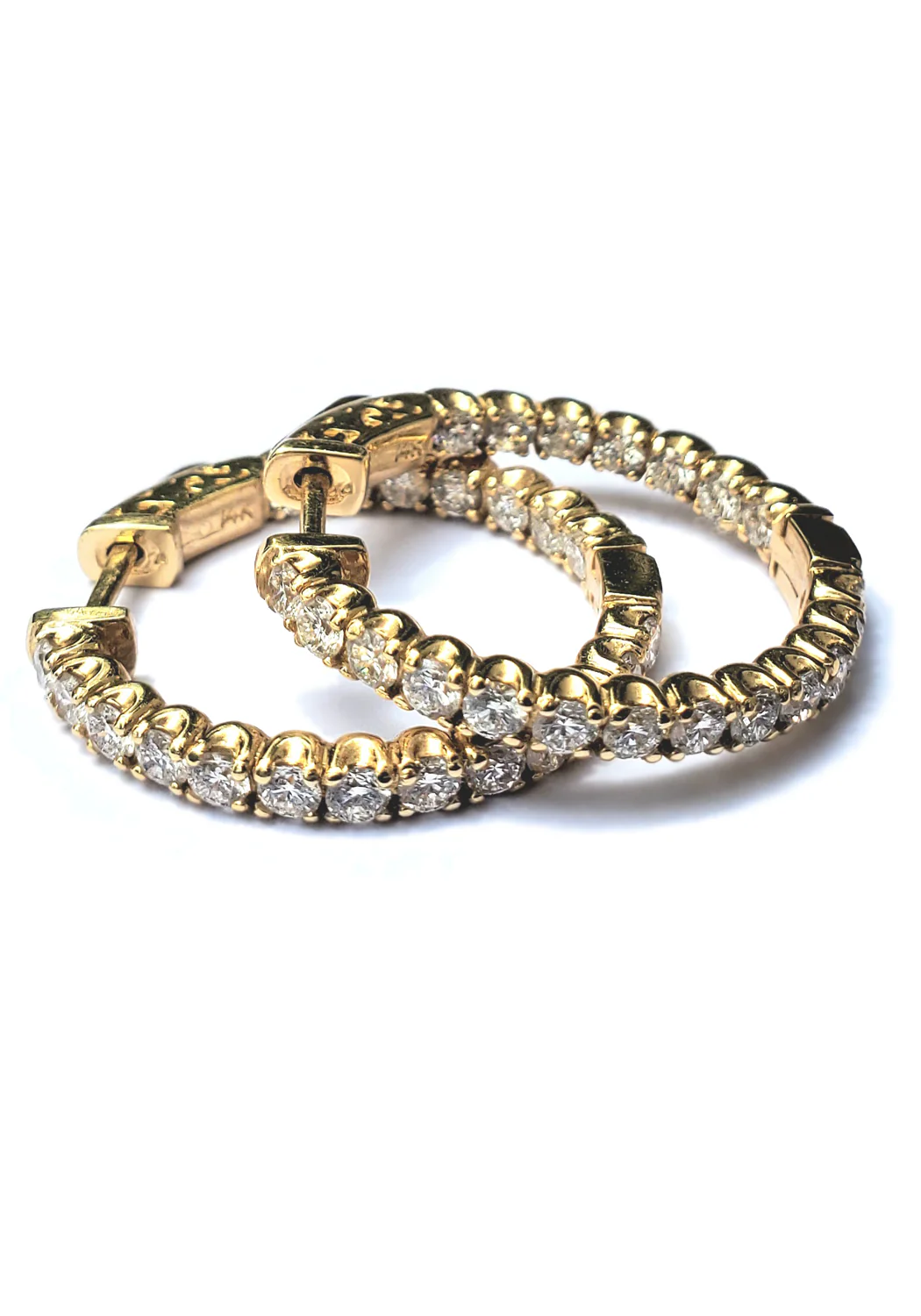 Oster Collection 14KYG Inside & Outside Diamond Hoop Earrings - Image 4