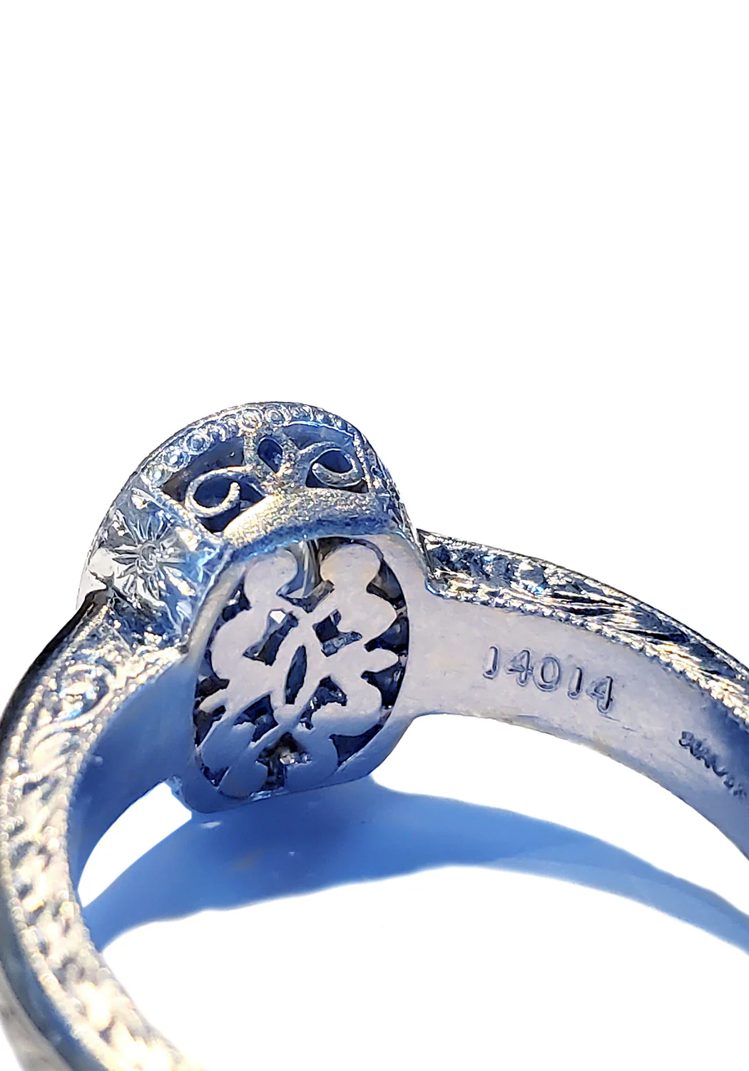 Oster Collection 18KWG Inset Pavé Halo Oval Diamond Ring - Image 4
