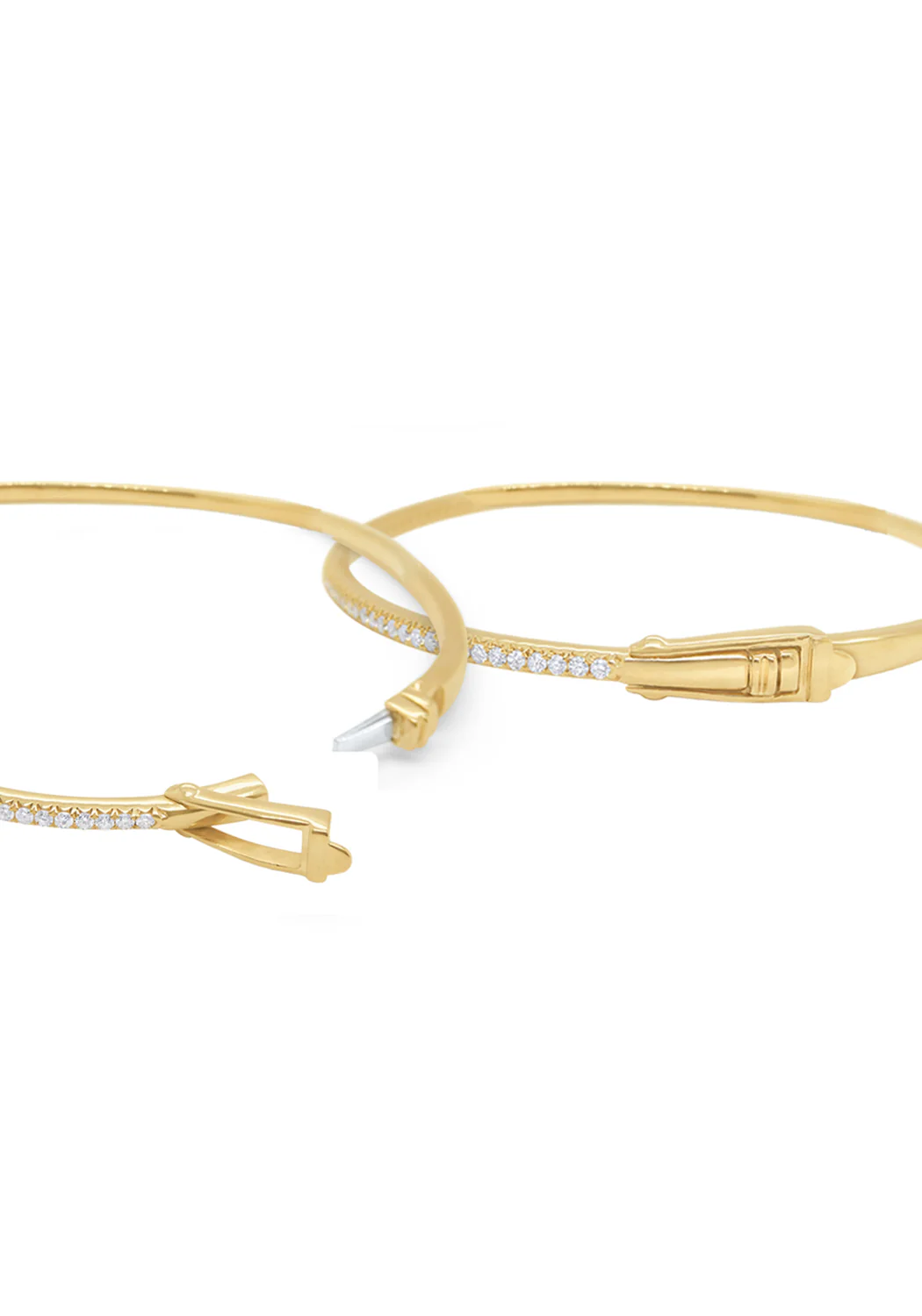 14K Yellow Gold Diamond Tennis Bangle Bracelet - Image 2