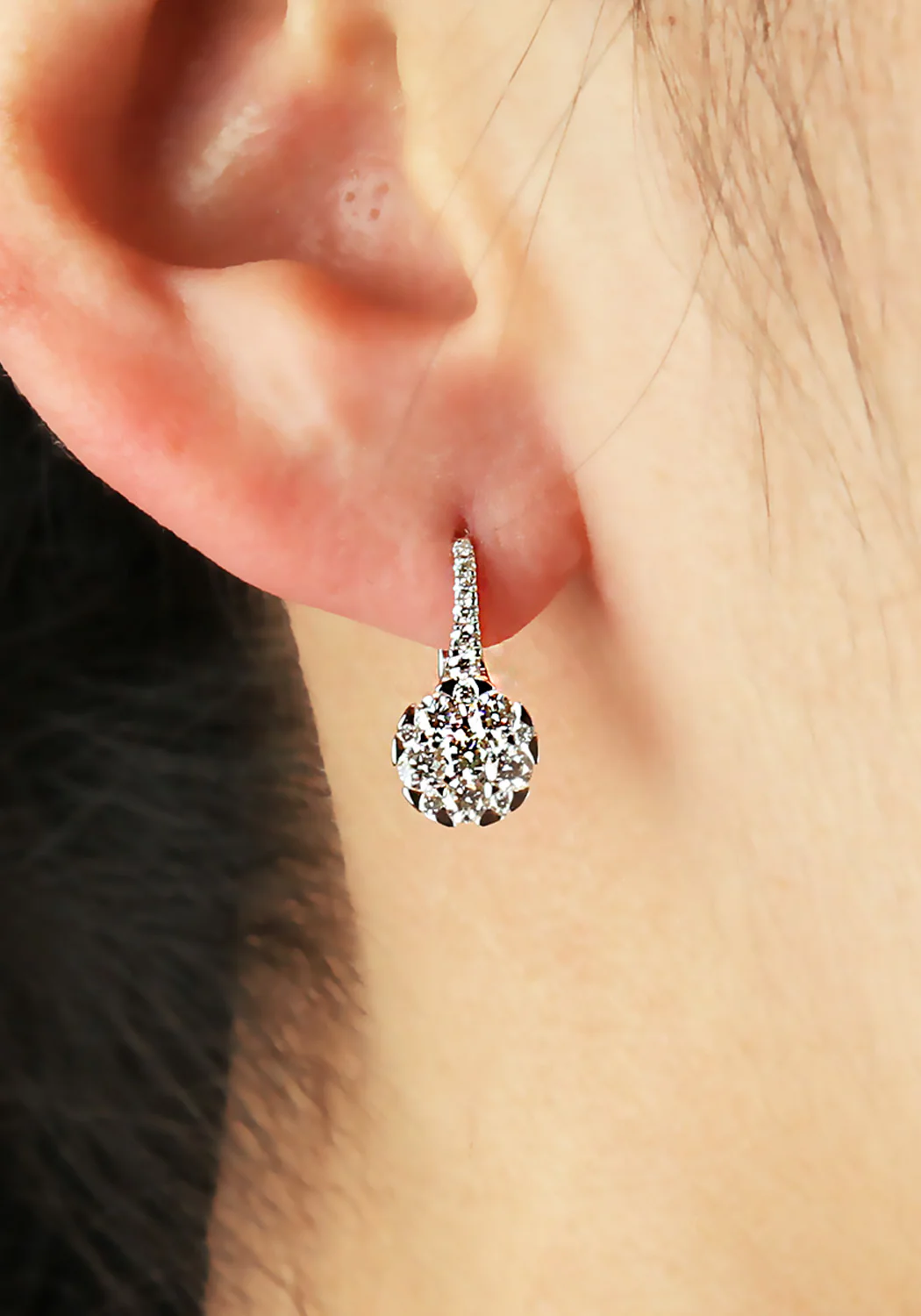 Parade Design 18K Rose Gold Diamond Cluster Drop Earrings - Image 3