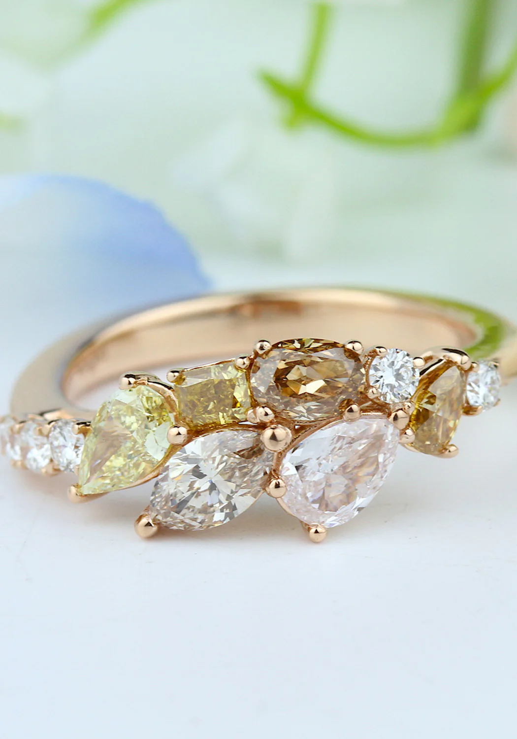 Parade Design 18KRG Fancy Color Diamond Cluster Ring - Image 2