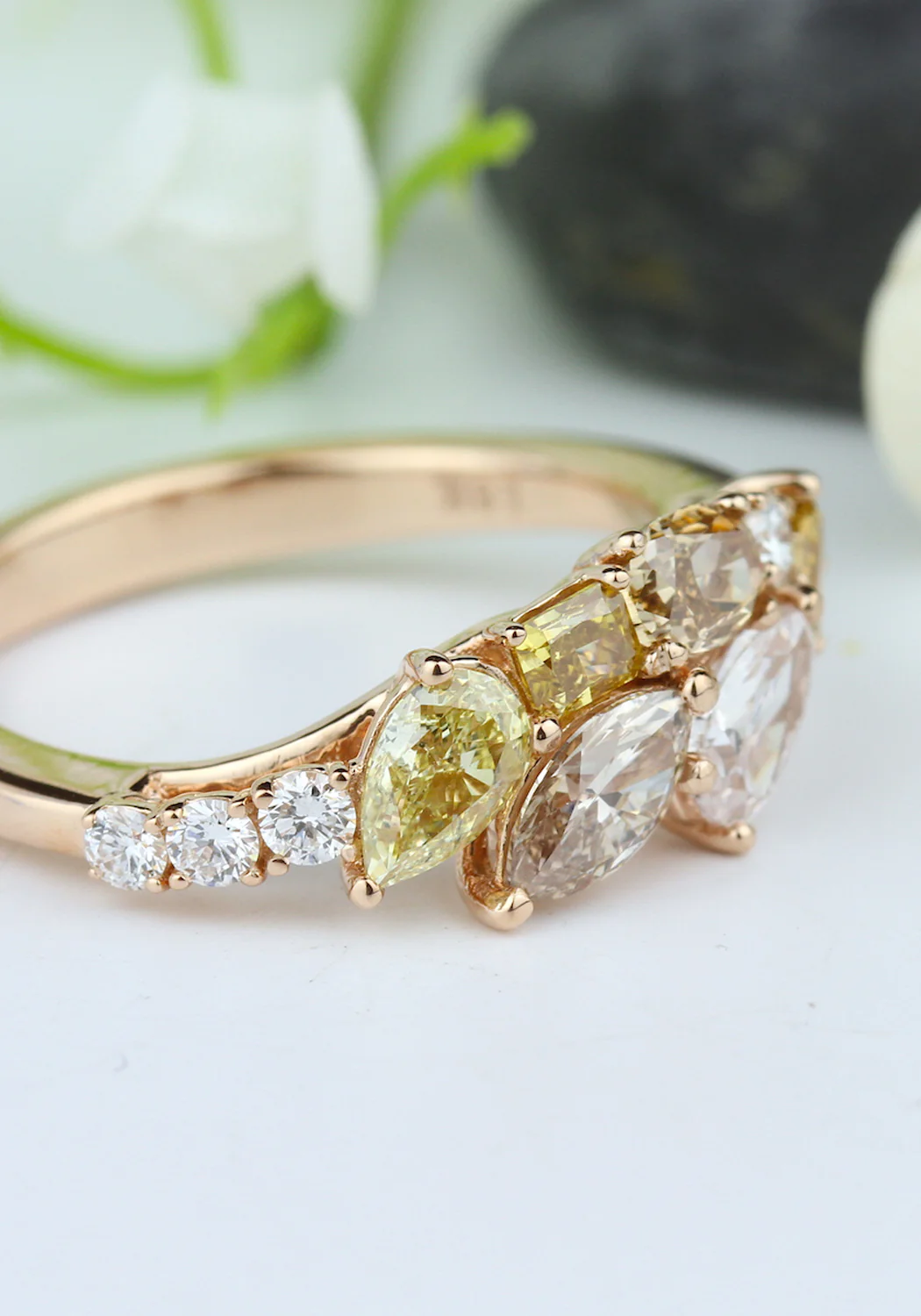 Parade Design 18KRG Fancy Color Diamond Cluster Ring - Image 4