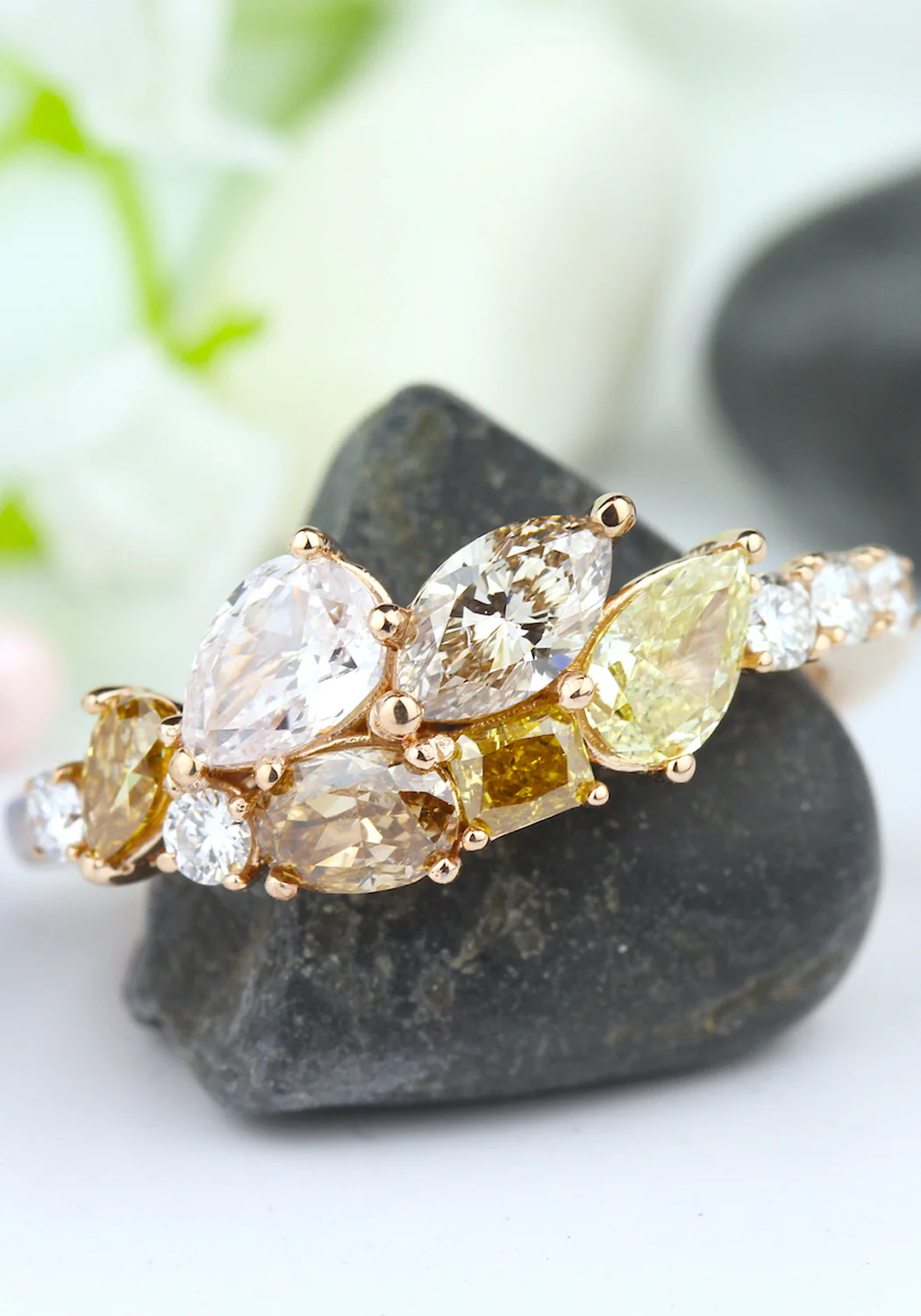 Parade Design 18KRG Fancy Color Diamond Cluster Ring - Image 5