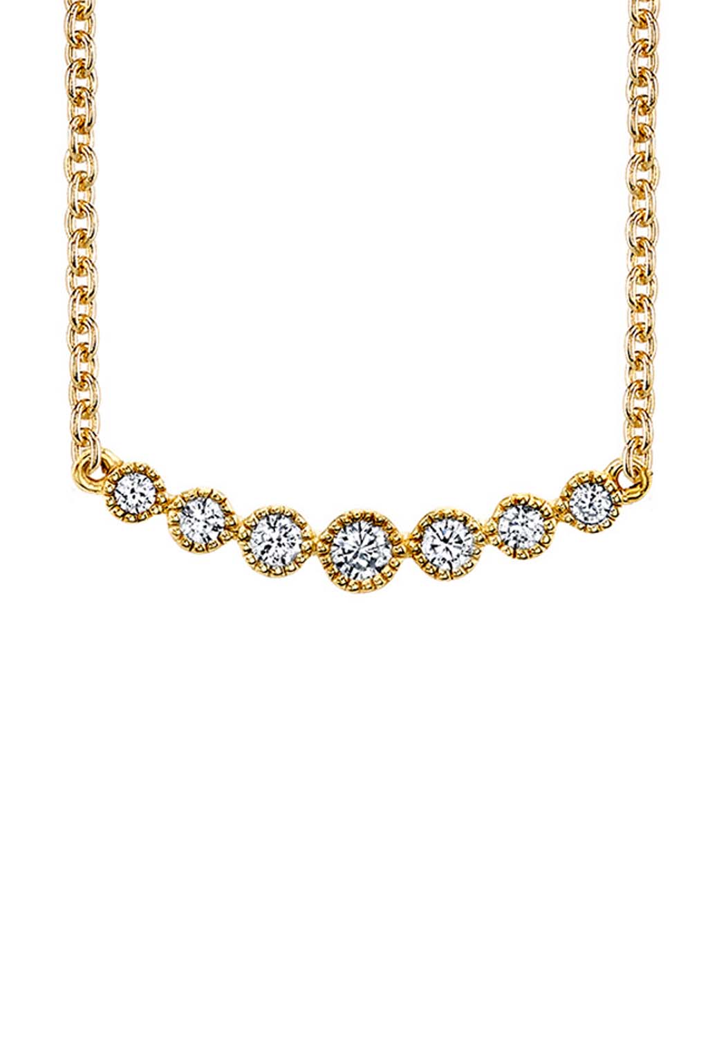 Parade Design 18KYG 7 Diamond Milgrain Curved Bar Necklace - Image 2
