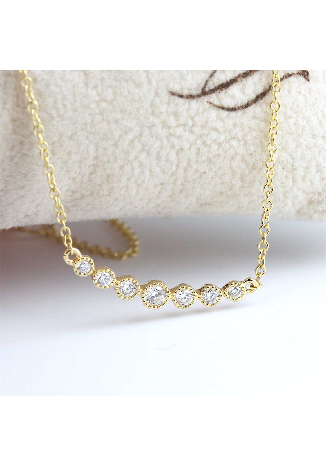 Parade Design 18KYG 7 Diamond Milgrain Curved Bar Necklace - Image 3