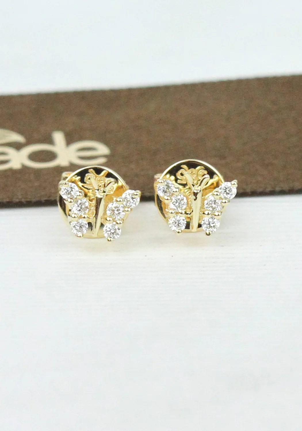 Parade Design 18K Yellow Gold Diamond Butterfly Stud Earrings - Image 2