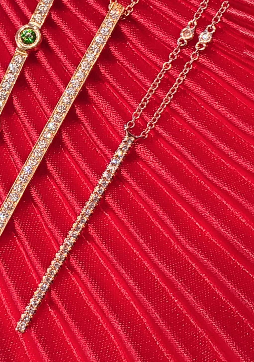 Parade Design 18KRG Pavé Diamond Vertical Bar Necklace - Image 3