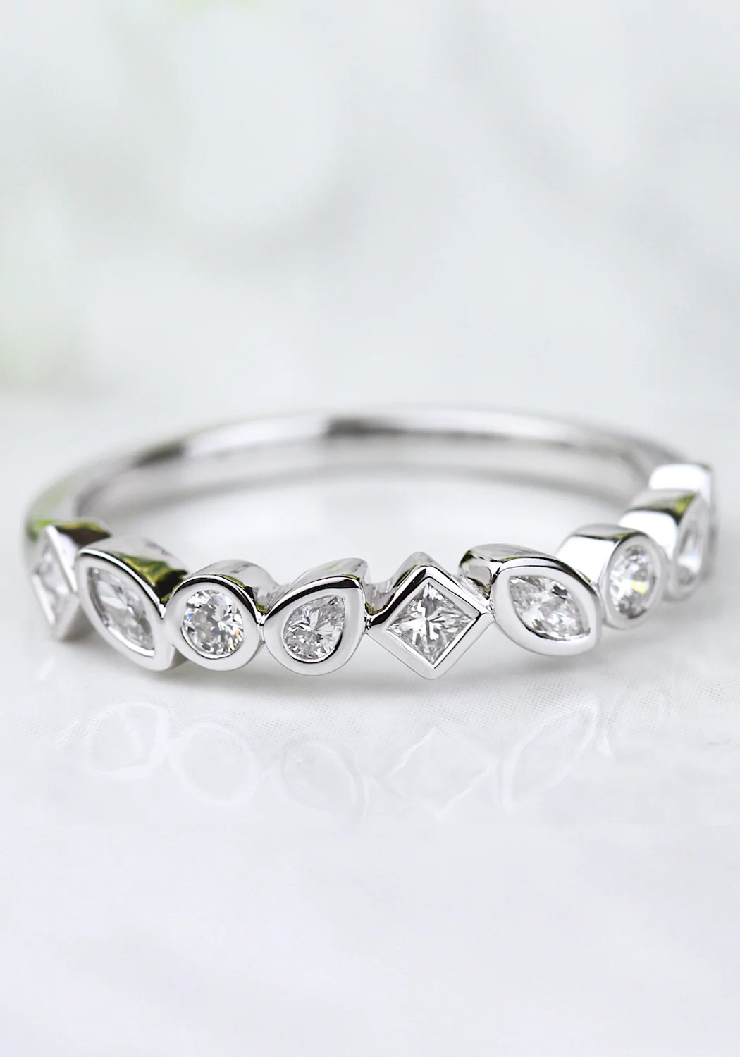 Parade Design 18KWG Pear Round Marquise Diamond Half Band - Image 2