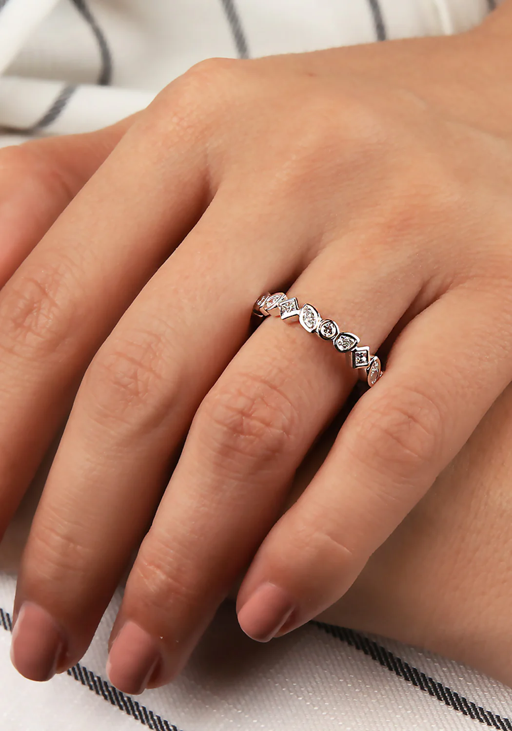 Parade Design 18KWG Pear Round Marquise Diamond Half Band - Image 3