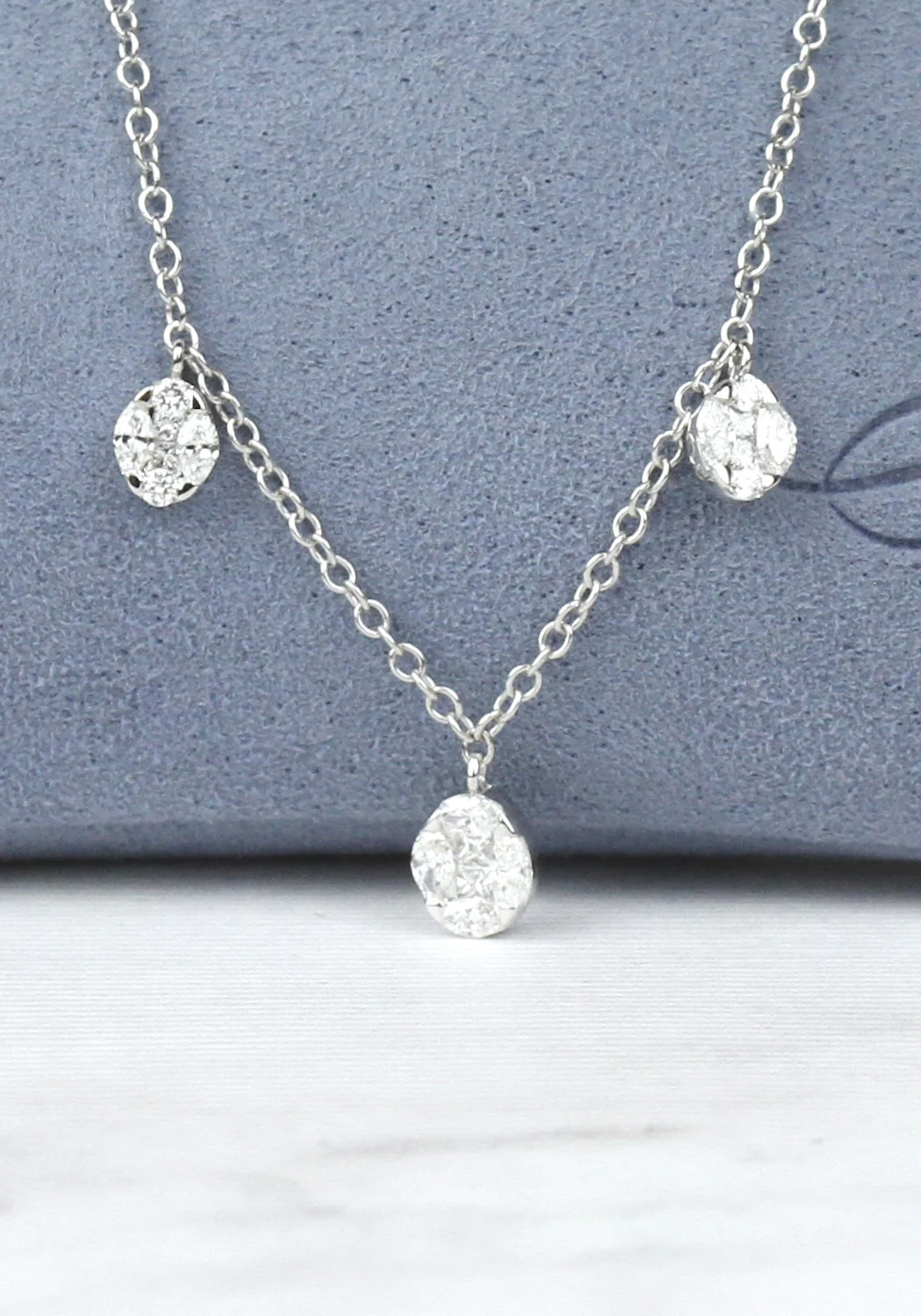 Parade Design 18KWG Triple Diamond Cluster Dangle Necklace - Image 2