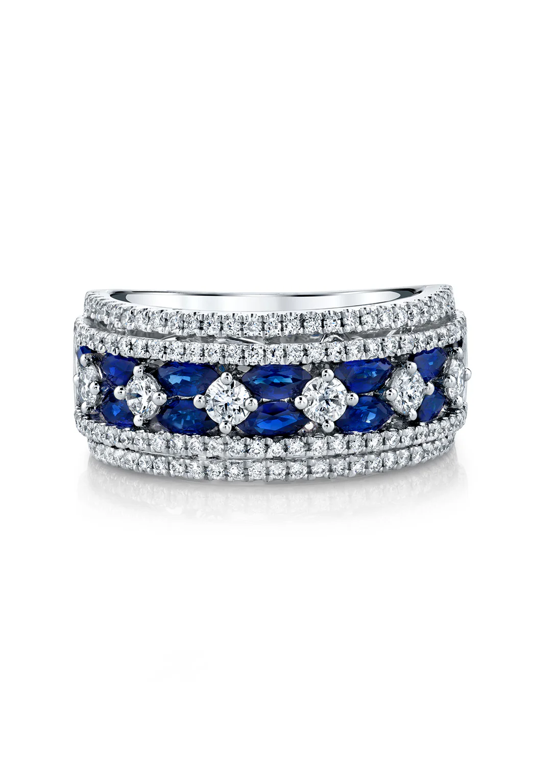 Parade Design 18KWG Wide Diamond & Sapphire Band - Image 3
