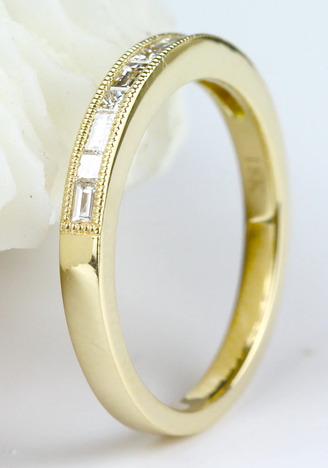Parade Design 18KYG Milgrain Princess & Baguette Diamond Band - Image 3