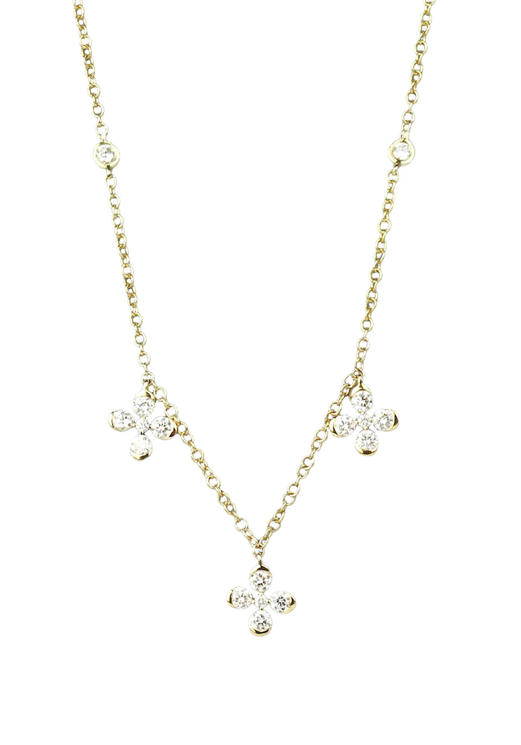Parade Design 18KYG Triple Clover Dangle Diamond Necklace