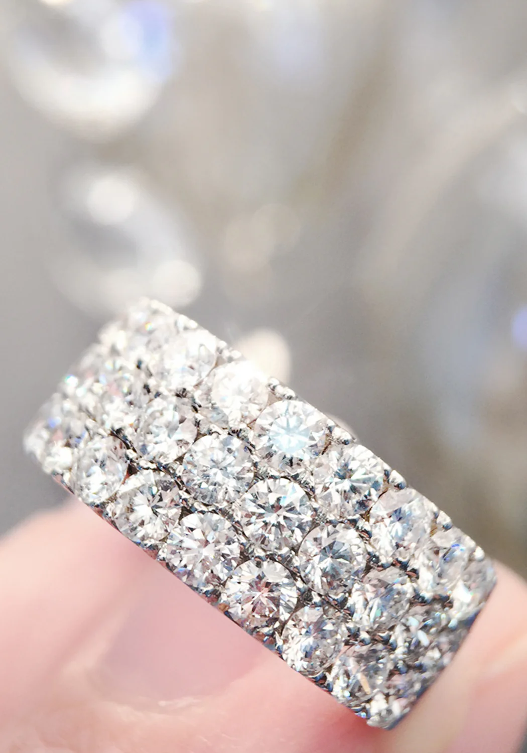 Parade Design Lumiere 18KWG Wide 3 Row Diamond Half Band - Image 2