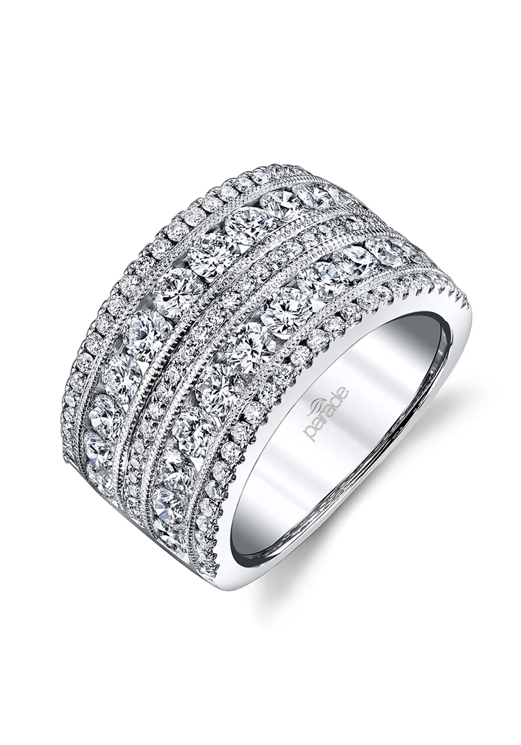 Parade Design Lumiere 18KWG Wide 5 Row Diamond Half Band - Image 3