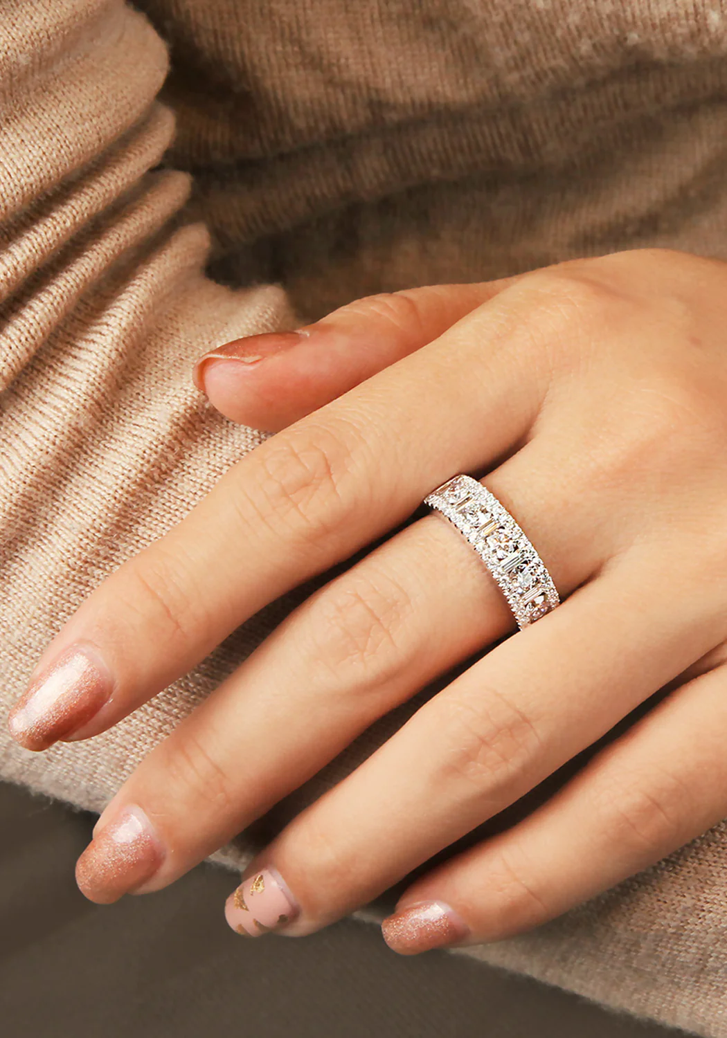 Parade Design Platinum Round & Baguette Diamond Band - Image 2