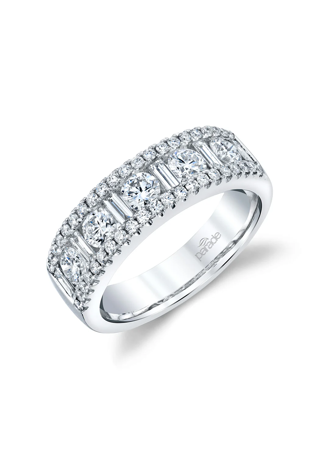 Parade Design Platinum Round & Baguette Diamond Band - Image 3