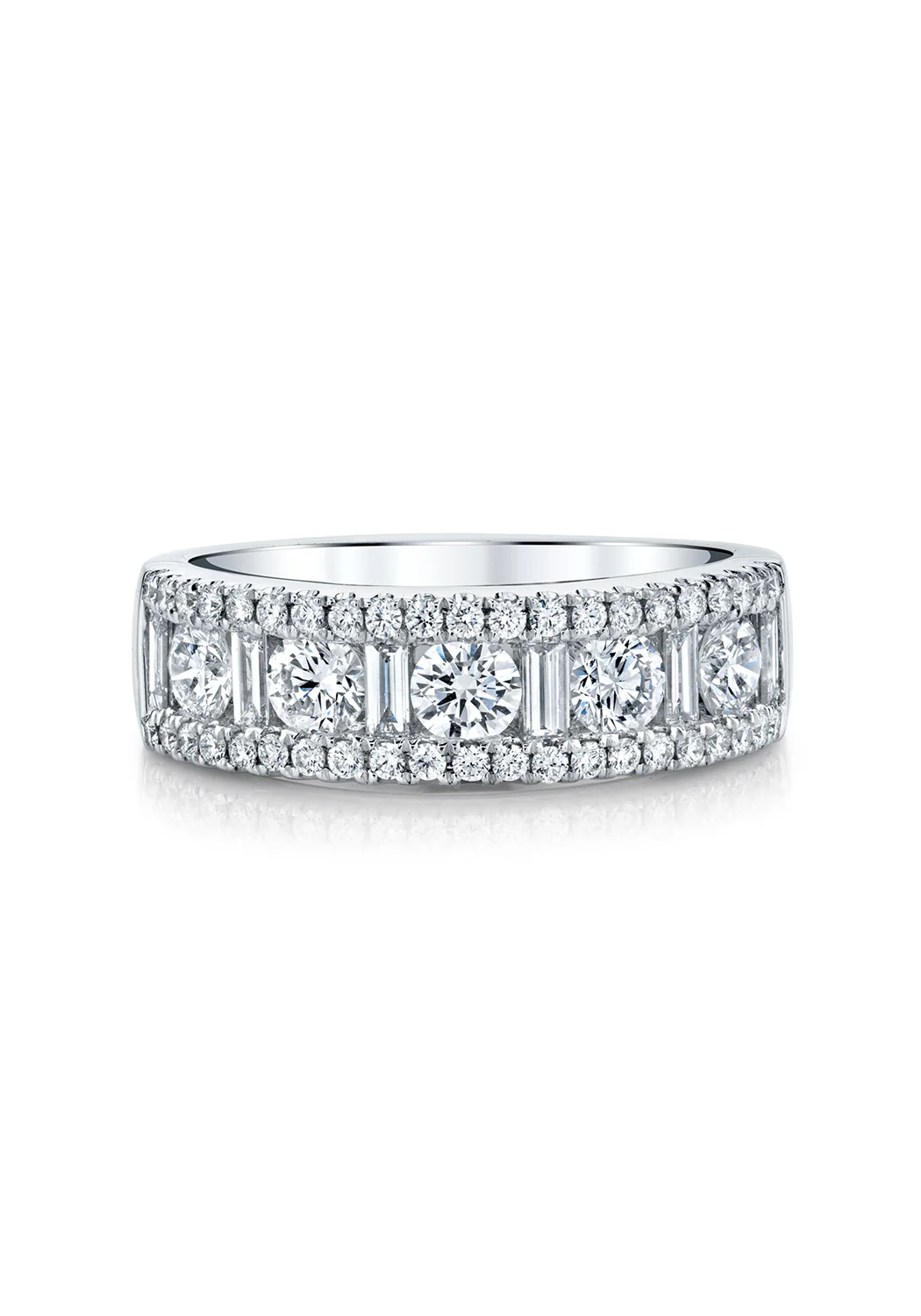 Parade Design Platinum Round & Baguette Diamond Band - Image 4