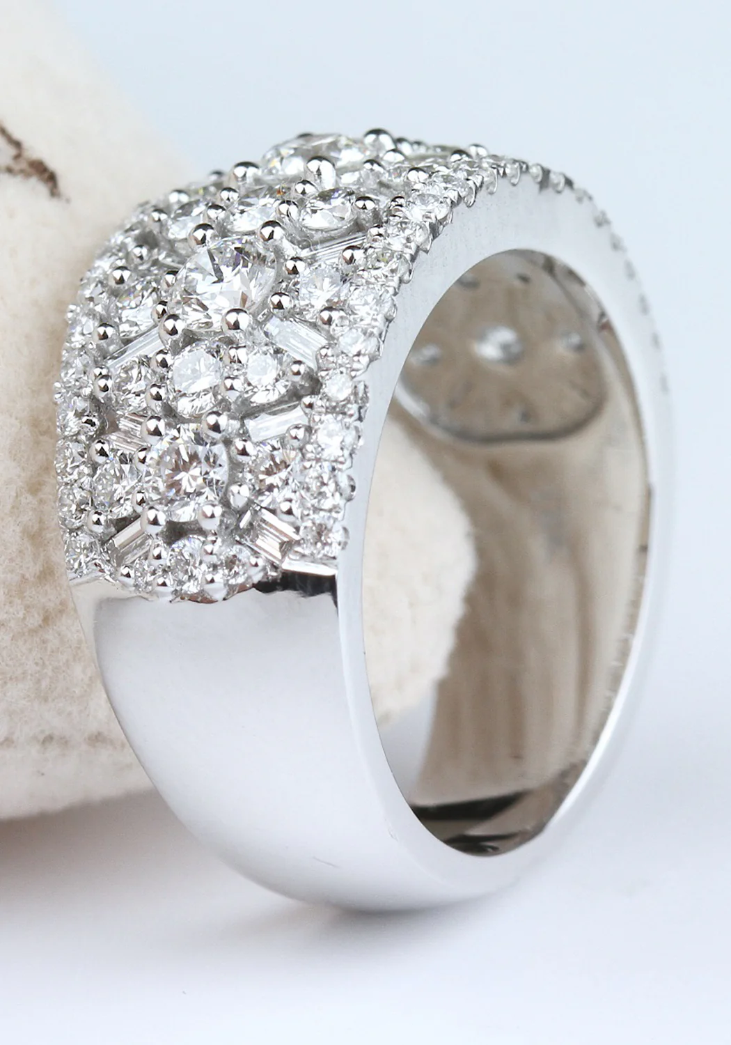 Parade Design Platinum Wide Round & Baguette Diamond Band - Image 2