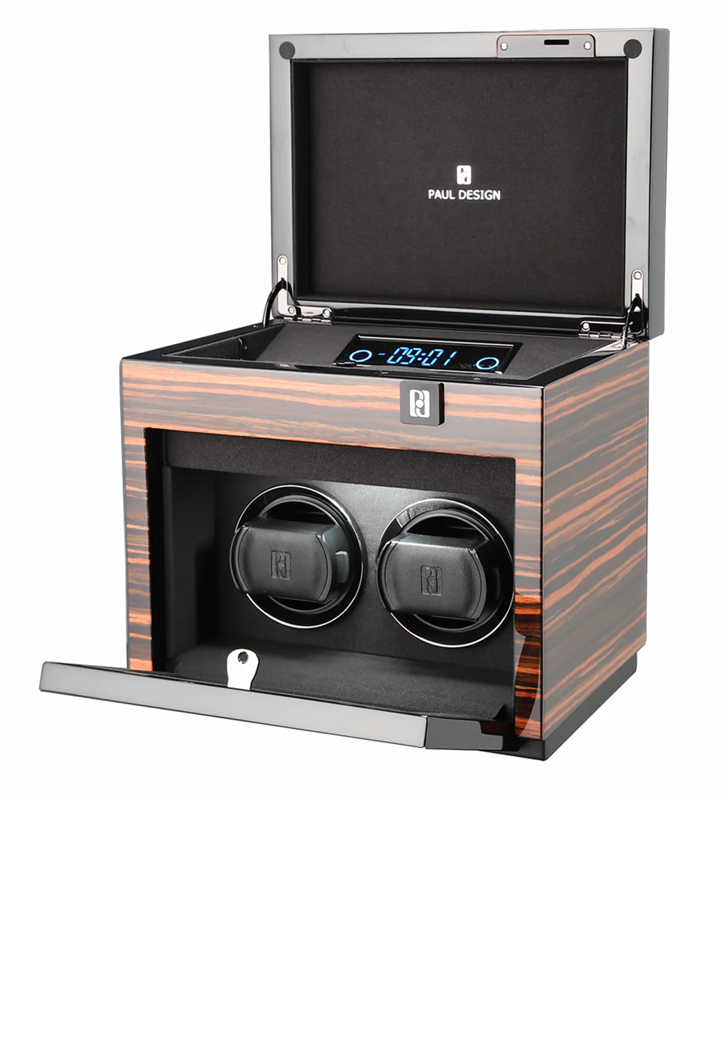 Paul Design Gentlemen 2+3 Macassar Double Watch Winder - Image 2