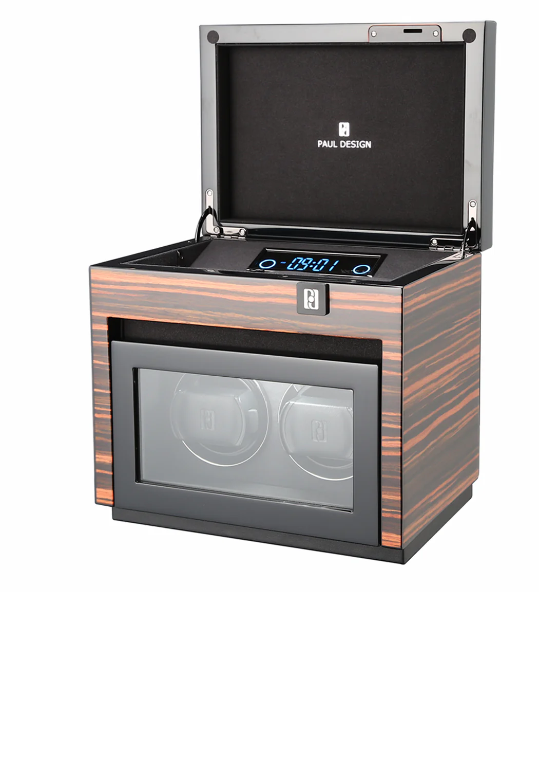 Paul Design Gentlemen 2+3 Macassar Double Watch Winder - Image 4