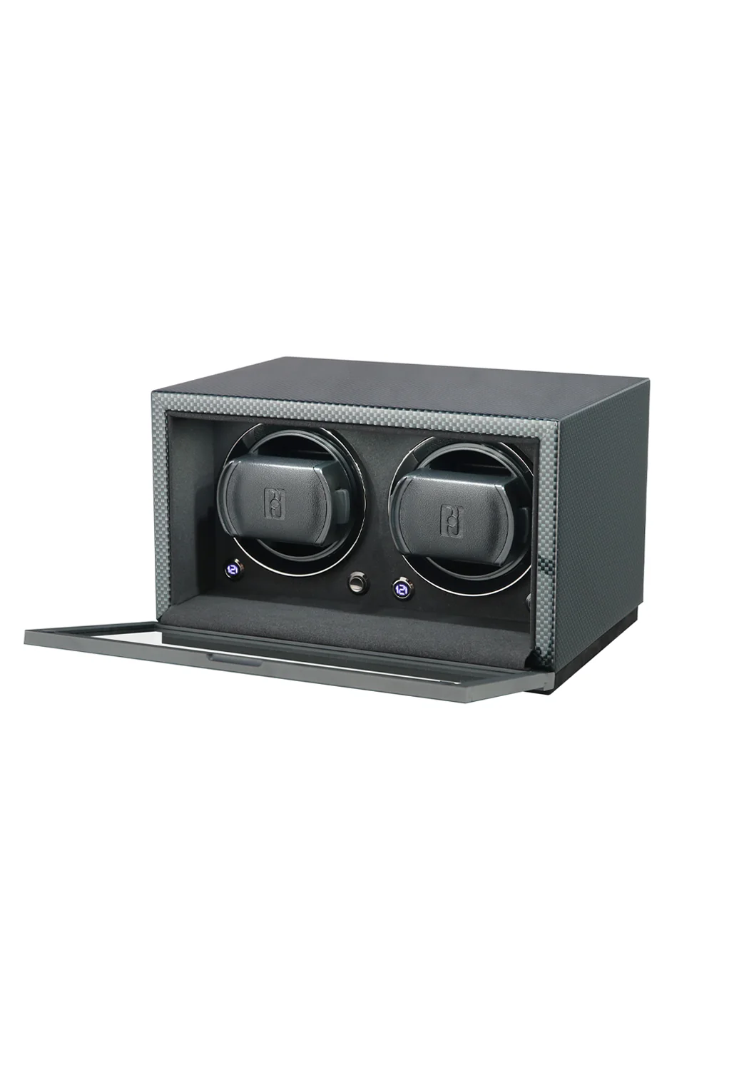 Paul Design Petite 2 Carbon Fiber Double Watch Winder with Door - Image 2